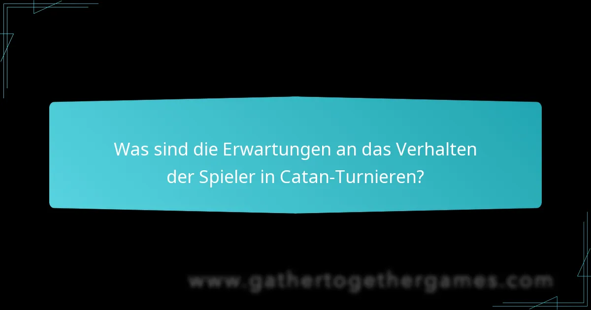 Was sind die Erwartungen an das Verhalten der Spieler in Catan-Turnieren?